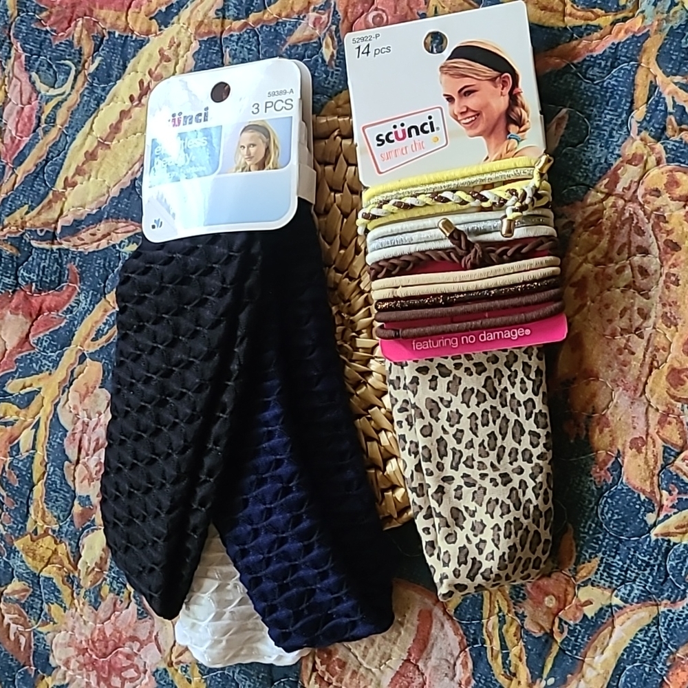 🔴 2/$10 NWT *17* Piece Scunci Headband & Hair Tie Packs